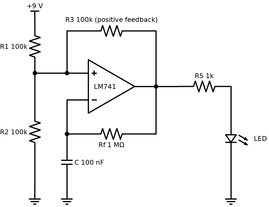 Op-amp LED flasher